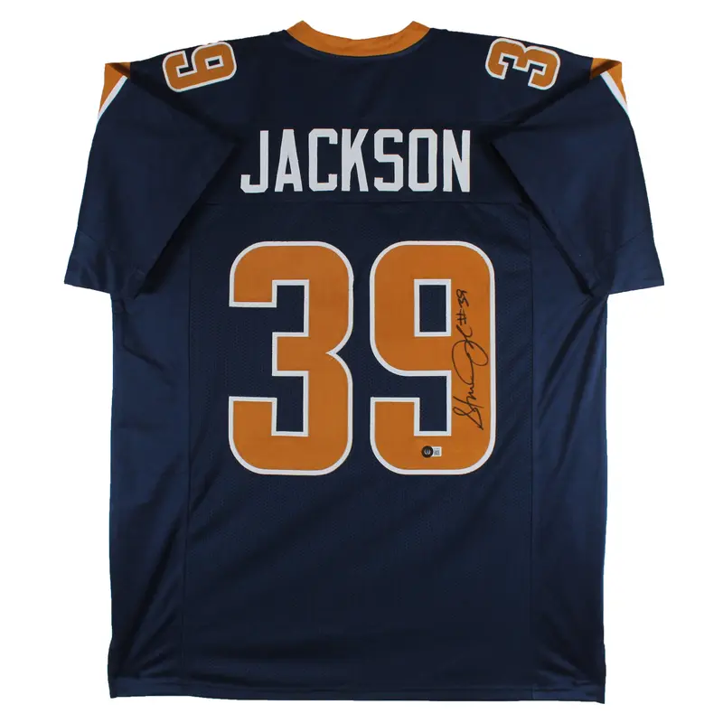 Steven Jackson Authentic Signed Navy Blue Pro Style Jersey BAS Witnessed