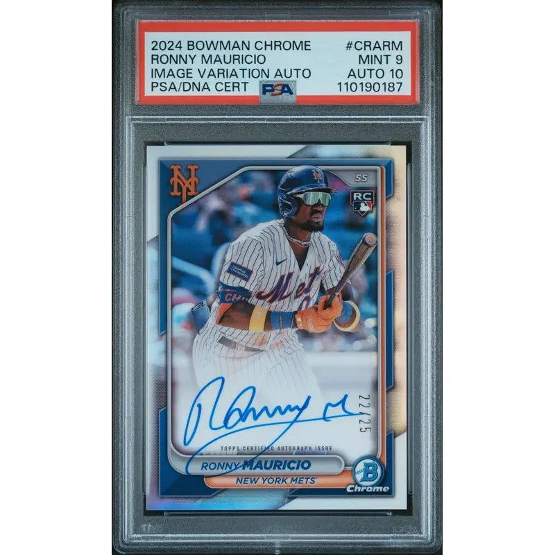 Ronny Mauricio 2024 Bowman Chrome Image Variation Auto #22/25 PSA 9 Auto 10