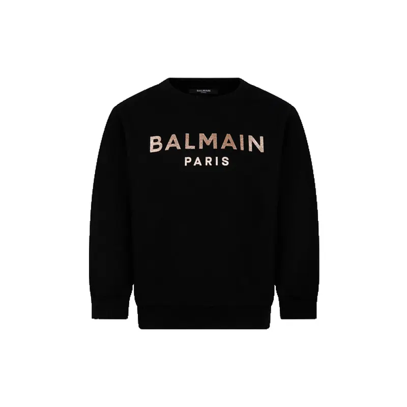 BALMAIN GIRLS LOGO SWEATSHIRT BLK  BT4A60 930