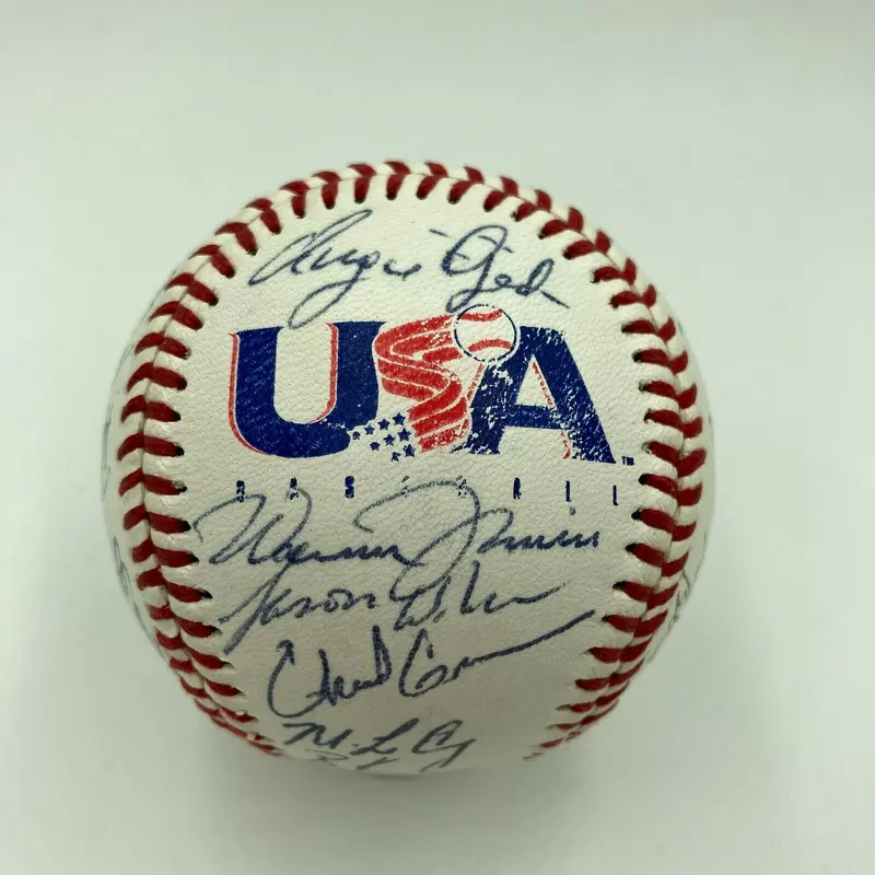 1996 Team USA Olympics Team Signed Baseball With Troy Glaus