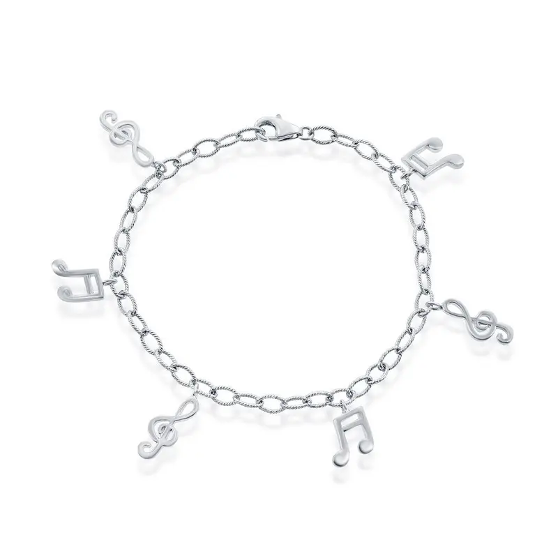 Sterling Silver Musical Notes Charm Bracelet