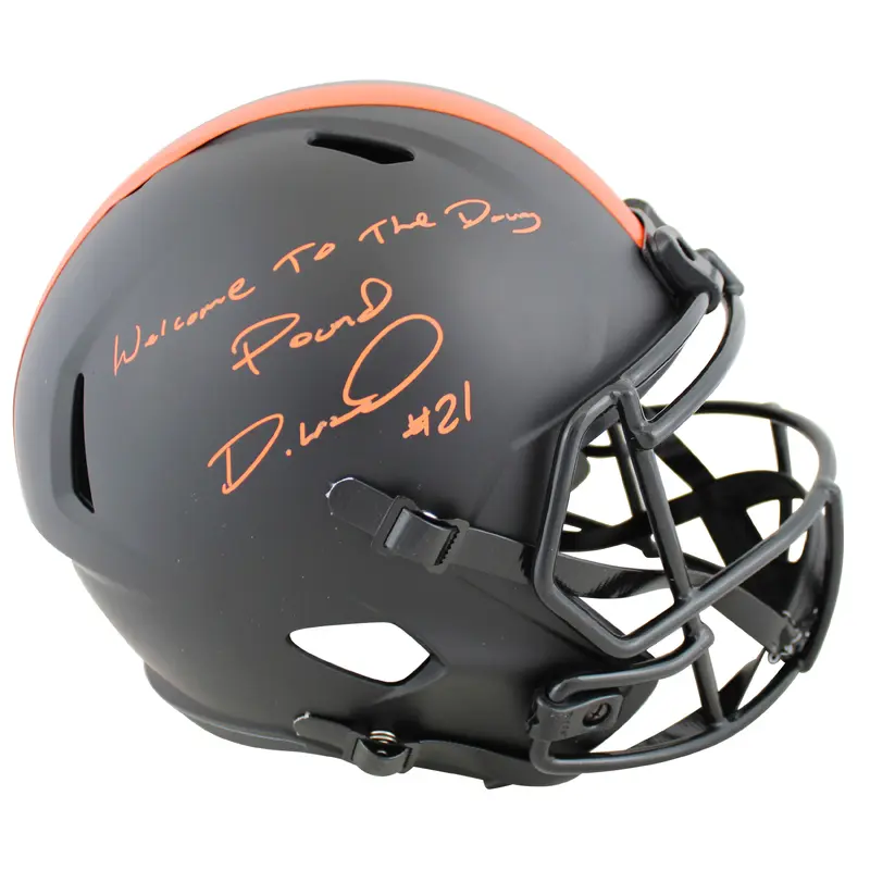 Browns Denzel Ward "WTTDP" Signed Eclipse Full Size Speed Rep Helmet JSA Witness