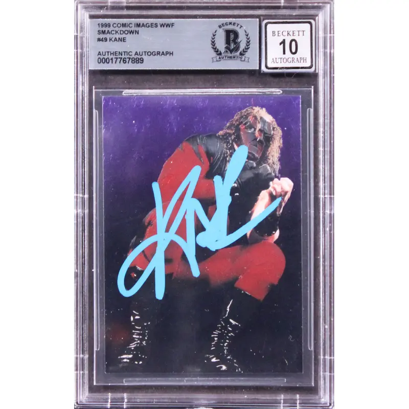 Kane Signed 1999 Comic Images WWF Smackdown #49 Card Auto Gem Mint 10! BAS Slab