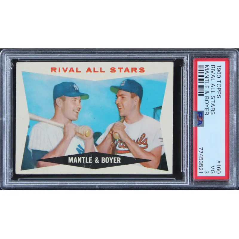 Mickey Mantle & Ken Boyer 1960 Topps #160 Rival AS Card Graded VG-3 PSA Slabbed
