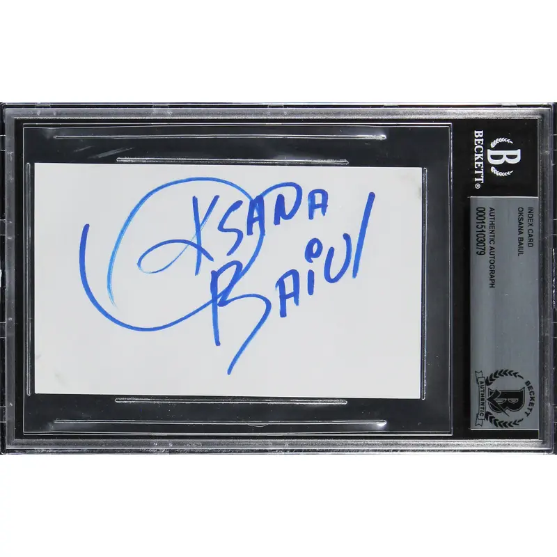 Oksana Baiul Authentic Signed 3x5 Index Card Autographed BAS Slabbed 2