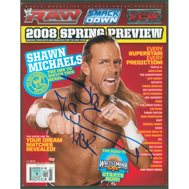 Shawn Michaels Authentic Signed WWE 2008 Spring Preview Magazine BAS #BG79129