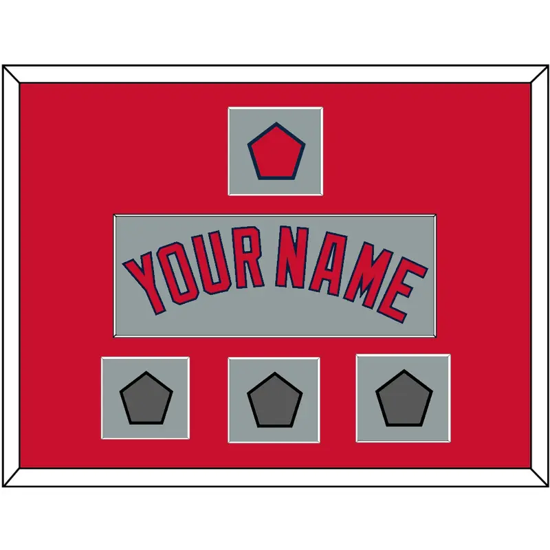 Boston Name, Logo Patch & Three World Series Champions Patches - Road Gray - Single Mat 2