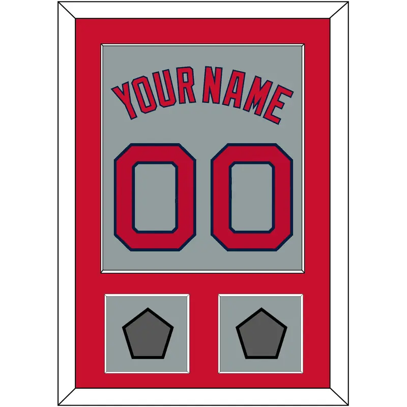 Boston Name, Number & Two World Series Champions Patches - Road Gray - Single Mat 2