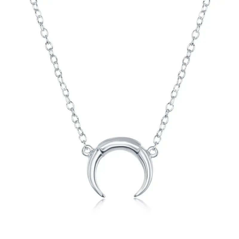 Italian Sterling Silver Small Horn Necklace