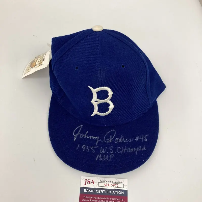 Johnny Podres 1955 World Series Champs MVP Signed Brooklyn Dodgers Hat JSA COA