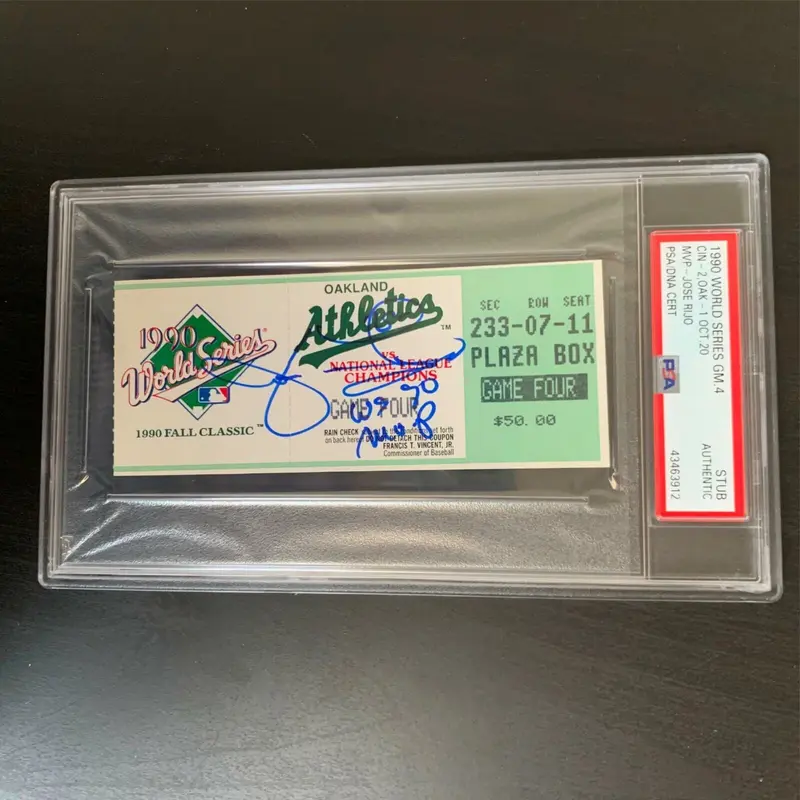 Jose Rijo "MVP" Signed Inscribed 1990 World Series Original Ticket PSA DNA
