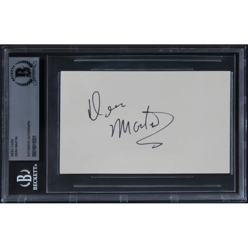 Dean Martin The Dean Martin Show Authentic Signed 3x5 Index Card BAS Slabbed