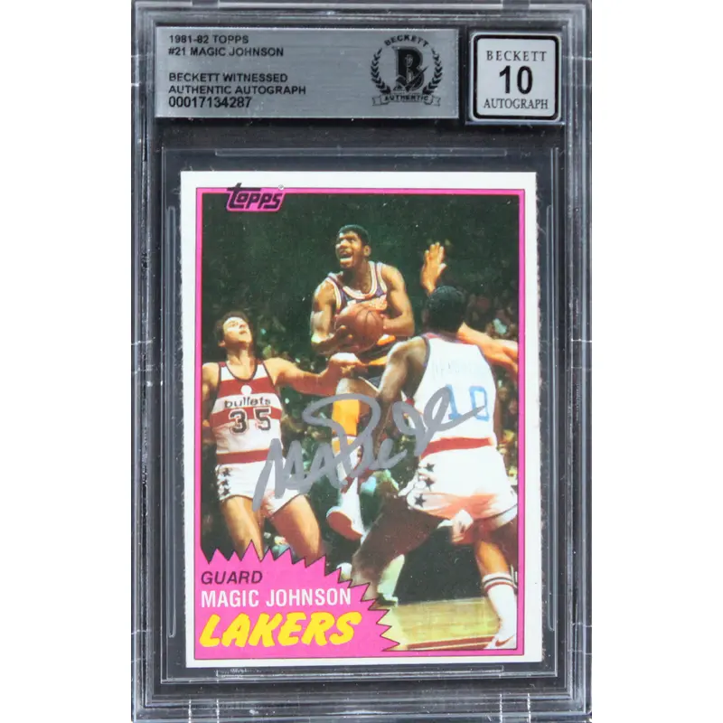 Lakers Magic Johnson Authentic Signed 1981 Topps #21 Card Auto 10 BAS Slabbed