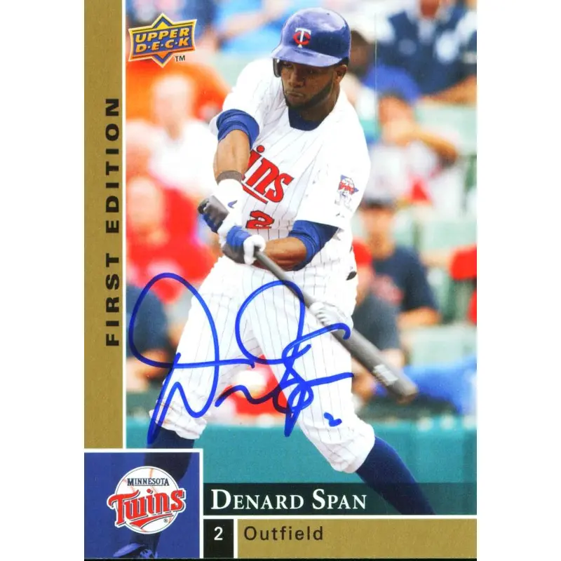 Twins Denard Span Authentic Signed Card 2009 Upper Deck #177 Autographed w/ COA
