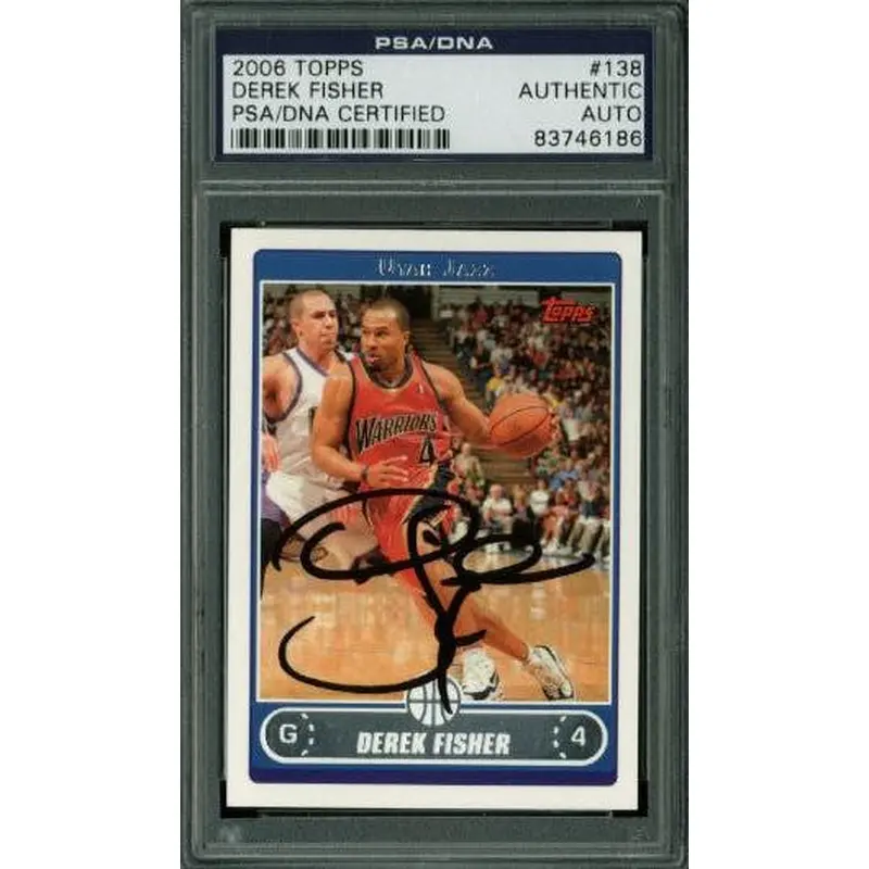 Warriors Derek Fisher Authentic Signed Card 2006 Topps #138 In Black PSA Slabbed