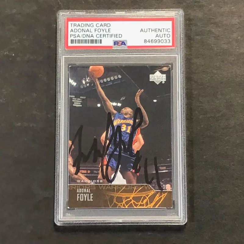1998 Rookie Card #21 Adonal Foyle Signed Card AUTO PSA Slabbed Warriors RC