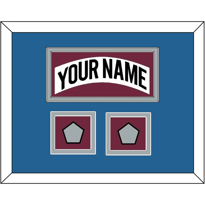 Colorado Nameplate & 2 Stanley Cup Finals Patches - Home White (1999-2001) - Double Mat 4