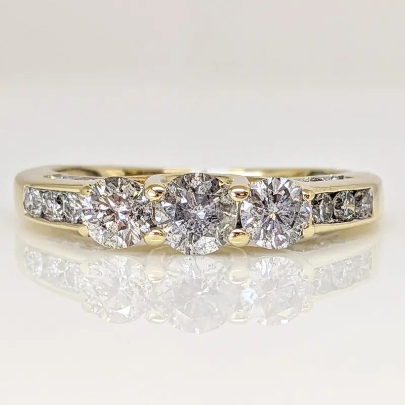 10K .99 CARAT TOTAL WEIGHT I2 H DIAMOND ROUND (21) TRINITY ESTATE RING 3.0 GRAMS