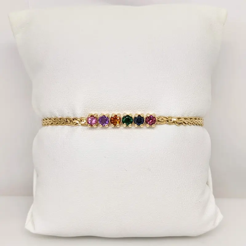 14K MULTI- COLORED ROUND (6) BAR WEAVE ESTATE MAGNETIC BRACELET 5.6 GRAMS
