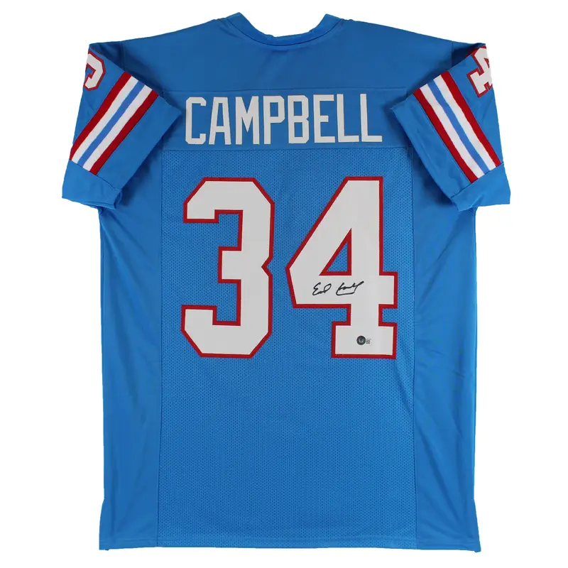 Earl Campbell Authentic Signed Light Blue Pro Style Jersey BAS Witness