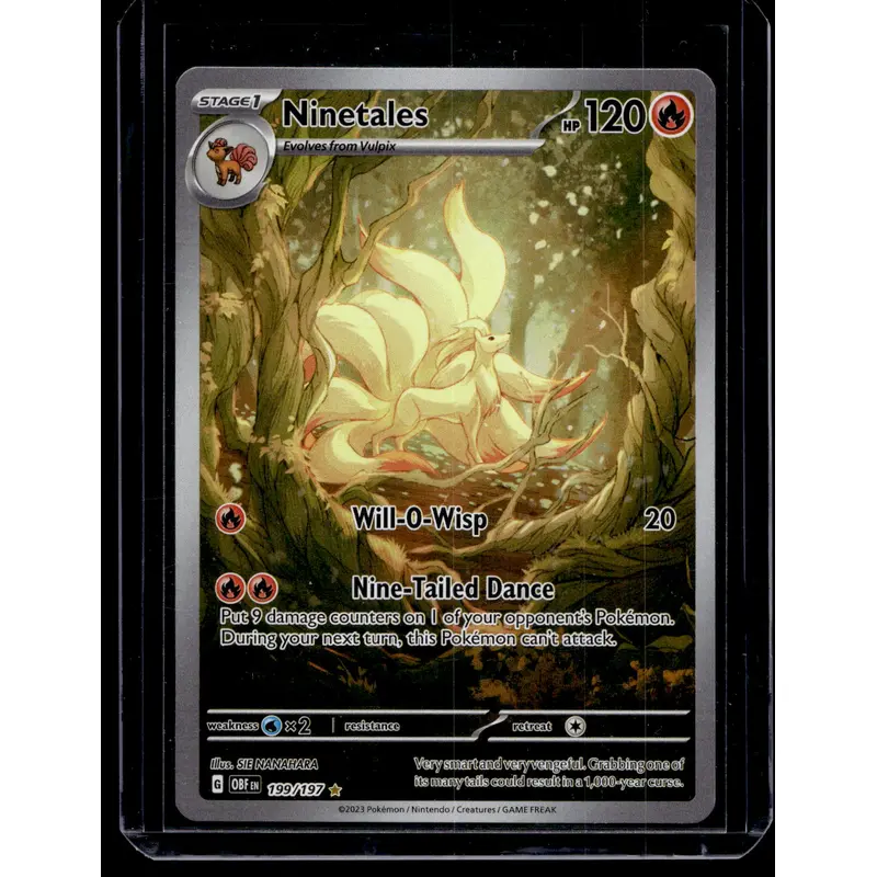 2023 Pokemon - Scarlet & Violet - Obsidian Flames - Illustration Rare - Ninetales #199