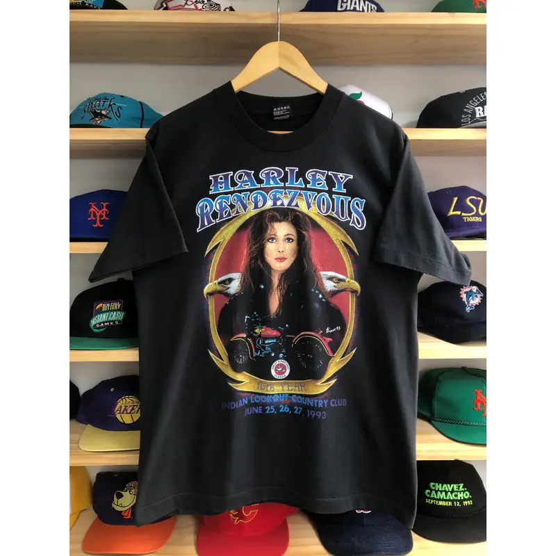Vintage 1993 Harley Rendezvous Bike Rally Tee Size Large