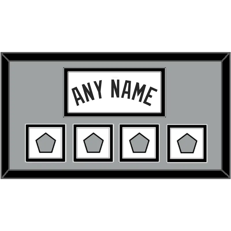San Antonio Name With 4 Champions Banner Patches - Home White (1989-2002) - Double Mat 3