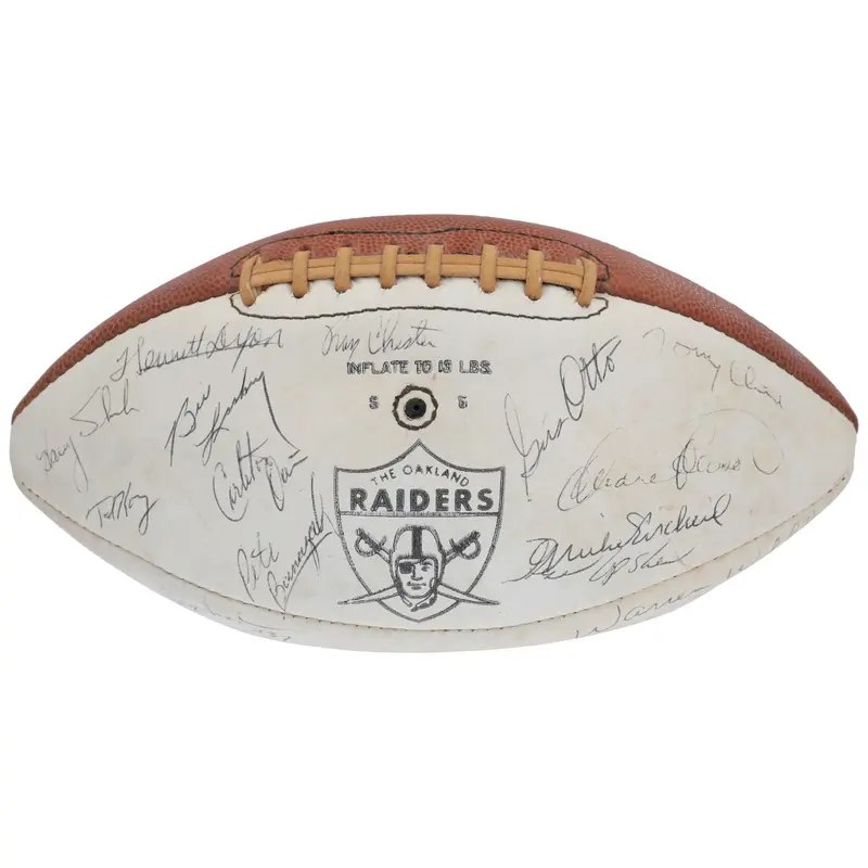 1970 Oakland Raiders Team Signed Spalding AFL Vintage Football Beckett COA