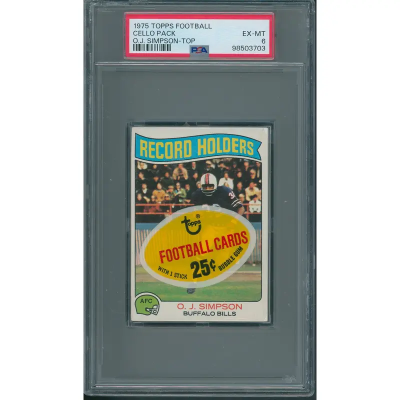 1975 Topps Football Unopened Cello Pack PSA 6 Simpson Top *3703