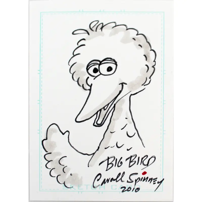 Caroll Spinney Sesame Street "Big Bird" Signed 2.5x3.5 Artist Sketch Card JSA