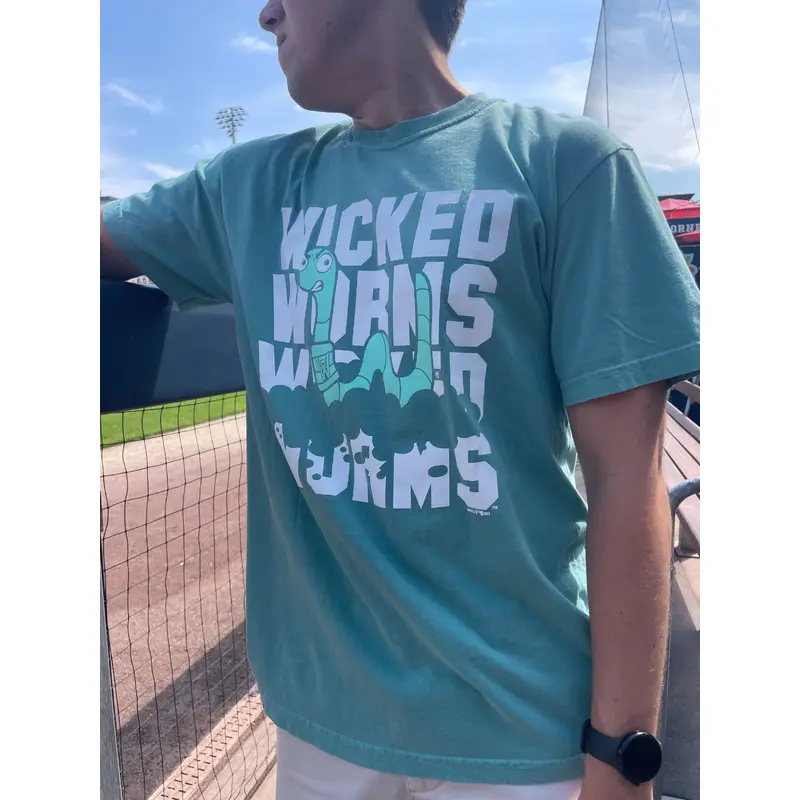 Wicked Worms of Worcester Seafoam Tee