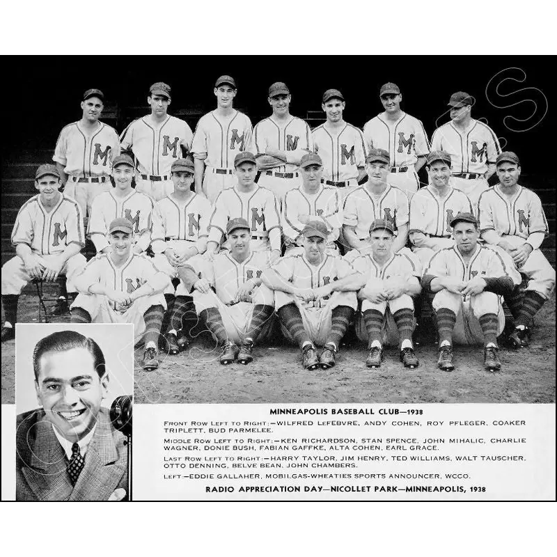 1938 Minneapolis Millers 8X10 Photo - Minor Leagues Ted Williams - 1233
