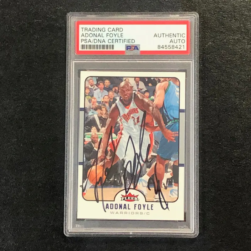 2006-07 FLEER #60 Adonal Foyle Signed Card AUTO PSA Slabbed Warriors