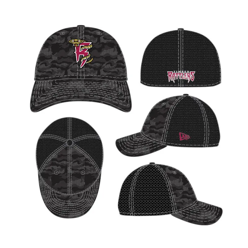 Timber Rattlers New Era Black Camo 3930 Stretch Fit Hat
