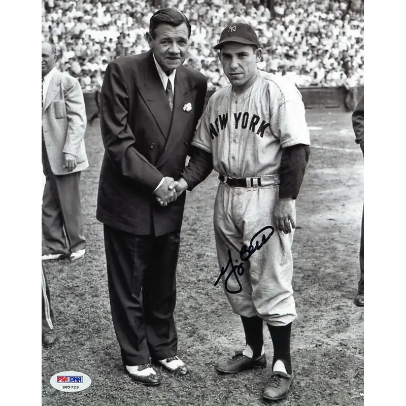 Yankees Yogi Berra Signed Authentic 8X10 Photo W/ Babe Ruth PSA/DNA
