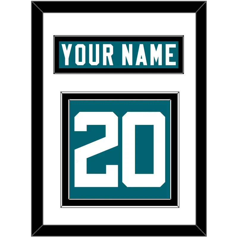 Jacksonville Nameplate & Number (Back) - Home Teal - Double Mat 1