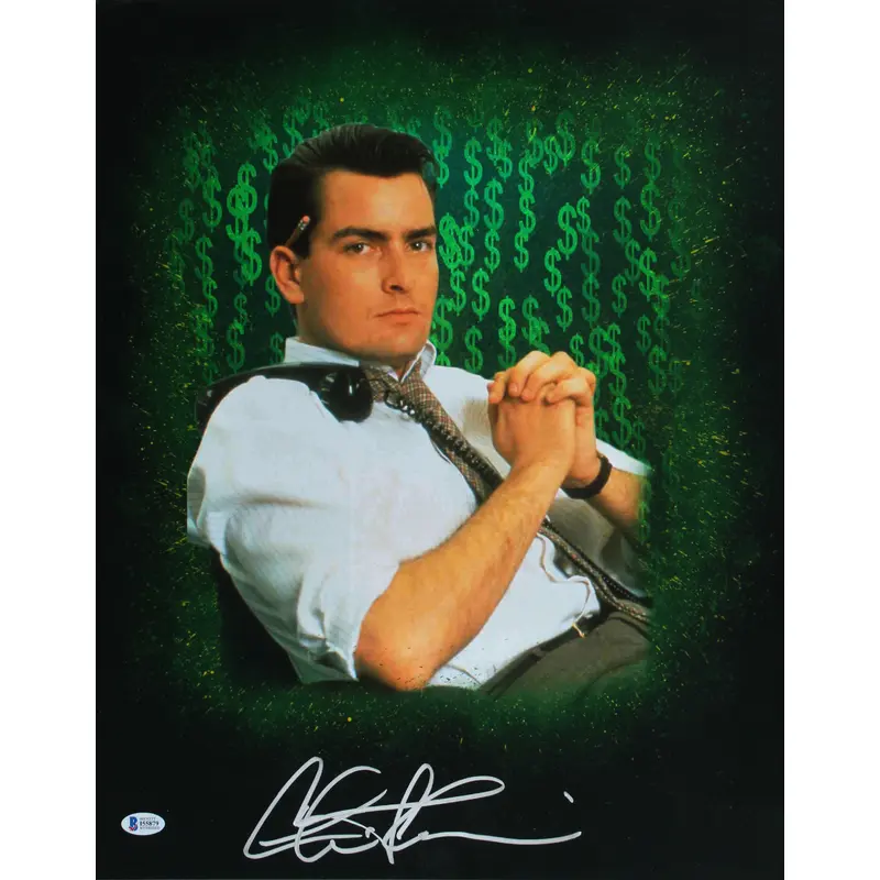 Charlie Sheen Wall Street Authentic Signed 16x20 Photo BAS Witnessed #I55879