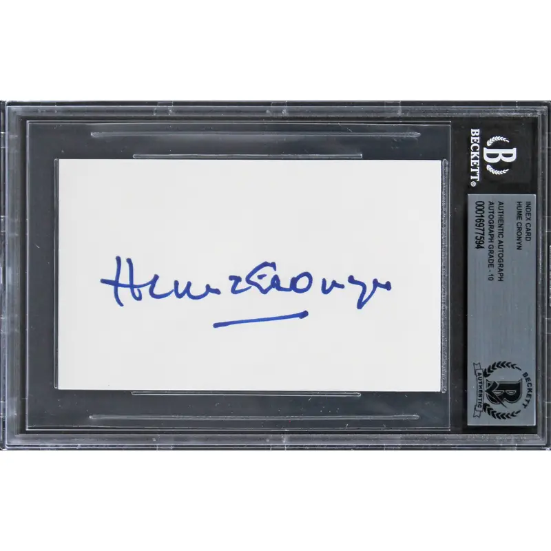 Hume Cronyn The Seventh Cross Signed 3x5 Index Card Auto Graded 10! BAS Slabbed