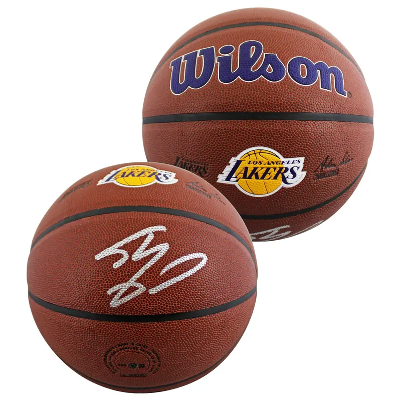 Lakers Shaquille O'Neal Signed Wilson Lakers Logo Brown Basketball BAS Witnessed