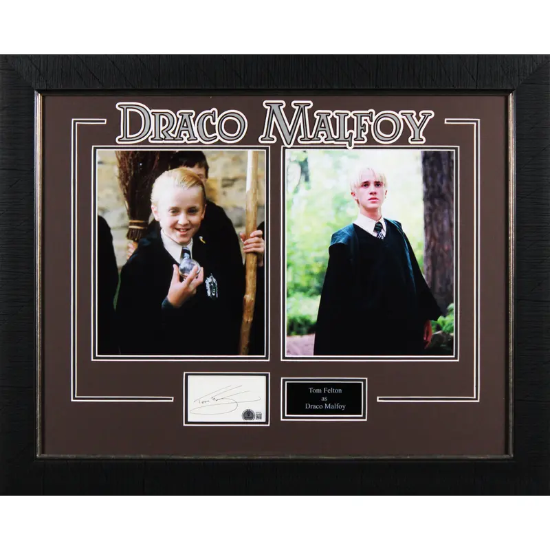 Tom Felton Harry Potter Authentic Signed & Framed 2.5x4 Cut Signature BAS