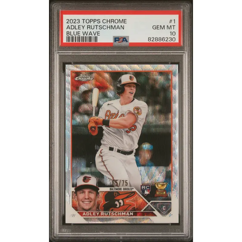 Adley Rutschman 2023 Topps Chrome #1 Blue Wave PSA 10 Gem Mint