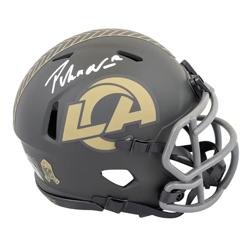 Rams Puka Nacua Signed Salute To Service IV Speed Mini Helmet Fan #XD21612799
