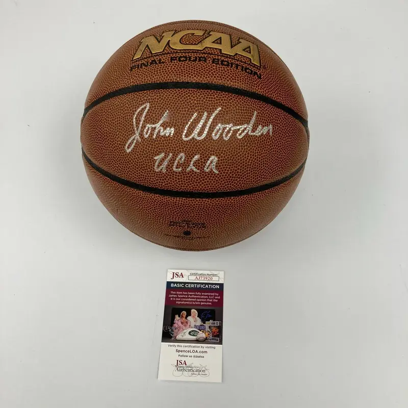 John Wooden "UCLA" Signed Rawlings NCAA Basketball JSA COA