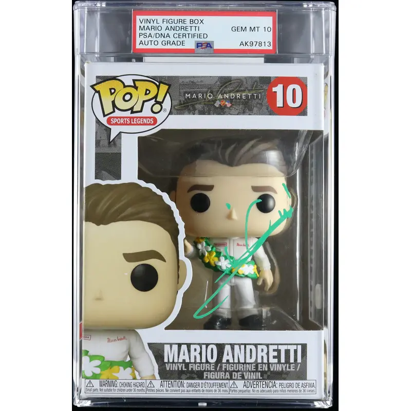 Mario Andretti Signed Funko Pop PSA/DNA AUTO 10 Encapsulated NASCAR