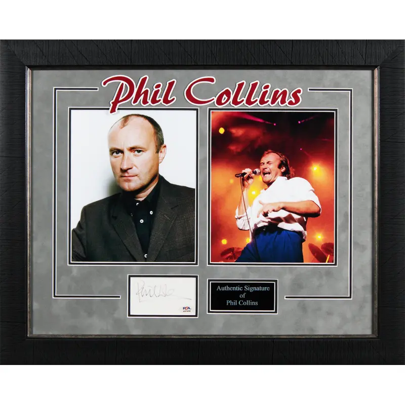 Genesis Phil Collins Authentic Signed & Framed 3x5 Index Card PSA/DNA #AN74098