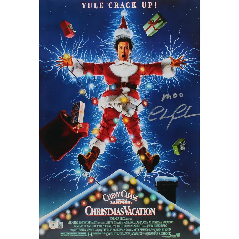 Chevy Chase Christmas Vacation "Moo" Signed 12x18 Photo BAS Witnessed #WR45559