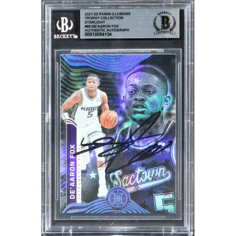 Kings De'Aaron Fox Signed 2021 Panini Illusions TC Starlight #89 Card BAS Slab
