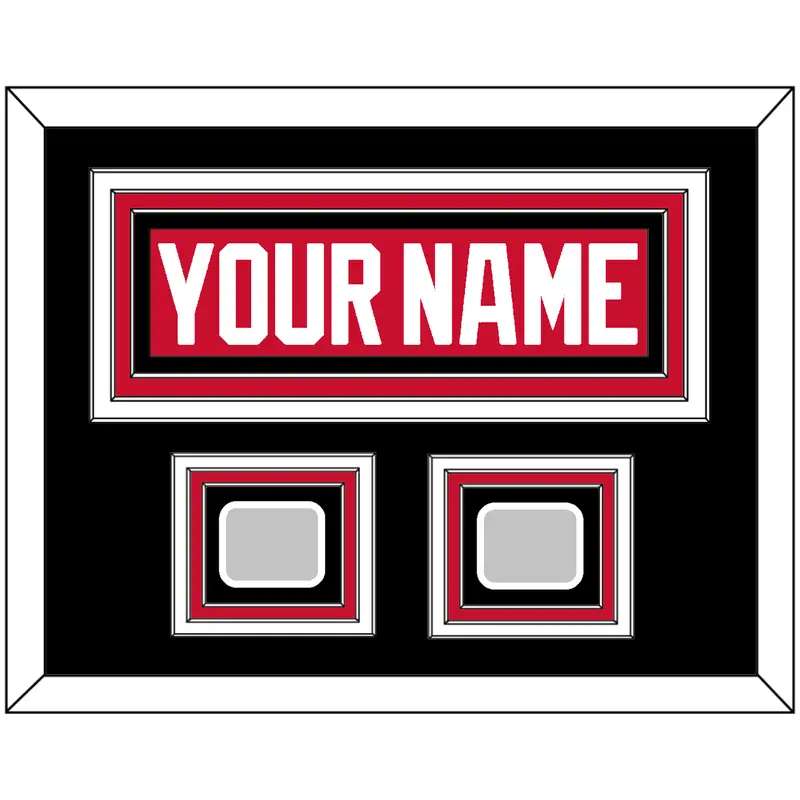 Chicago Nameplate & 2 Stanley Cup Champions Patches - Home Red (2007-2017) - Triple Mat 5