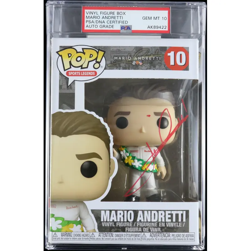 Mario Andretti Signed Funko Pop PSA/DNA AUTO 10 Encapsulated NASCAR