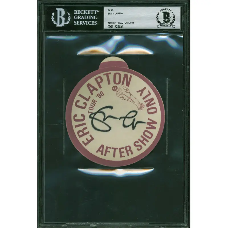 Eric Clapton Authentic Signed 4 Inch 1990 Concert Backstage Pass BAS Slabbed